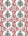 Crimson Red White Abstract Evergreen Motif Rug
