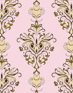 Elegant Gold Floral Damask Pattern Rug