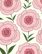 Pink Peony Floral Outline Rug