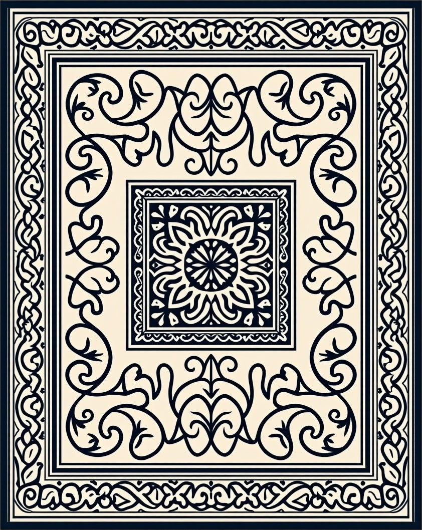 Classic Black and White Mandalas Rug