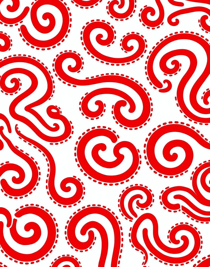 Crimson Swirls Stitched Line Rug