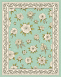 Vintage Floral Outline Border Rug