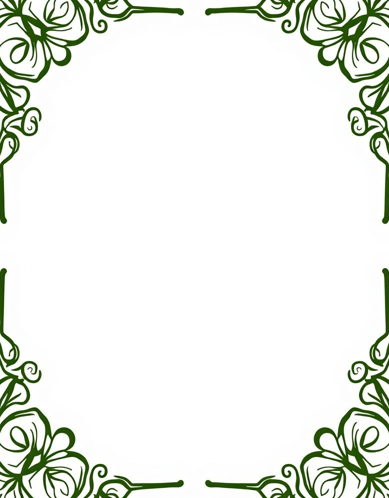 Elegant Green Floral Scrollwork Design Rug