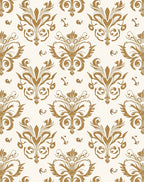 Golden Damask Scroll Pattern Rug