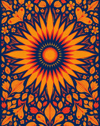 Vibrant Sunburst Floral Pattern Rug
