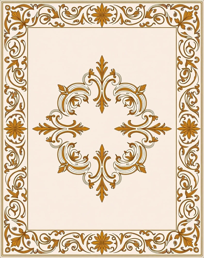 Damask Inspired Filigree Pattern Rug