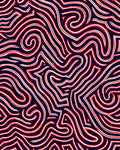 Navajo Red White Wavy Maze Rug