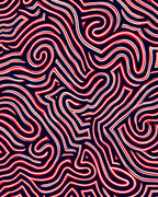 Navajo Red White Wavy Maze Rug