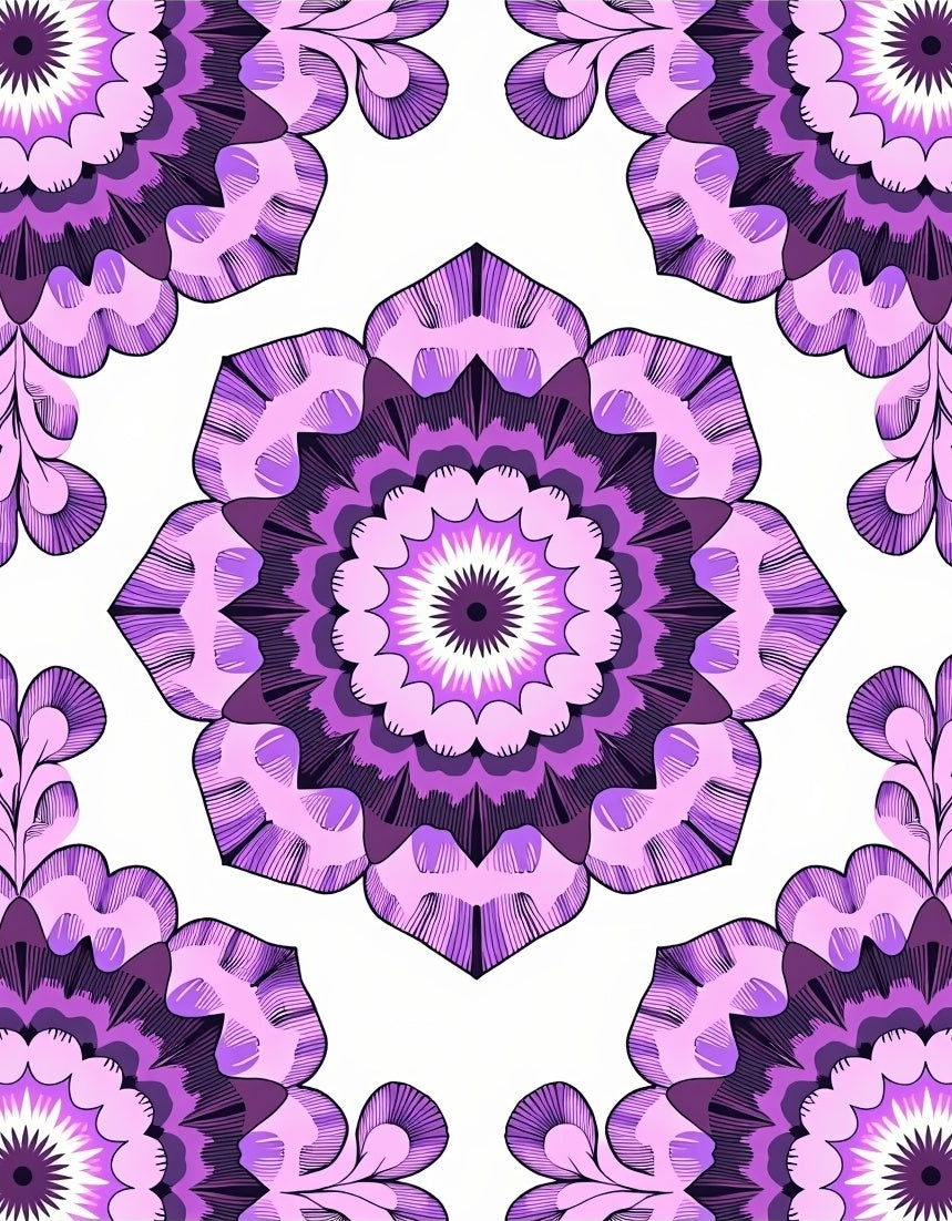 Radiant Purple Mandala Pattern Decor Rug