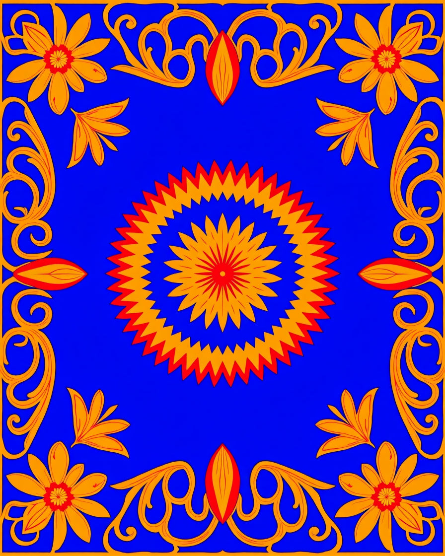 Bold Floral Starburst Pattern Rug