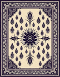 Dark Floral Medallion Border Design Rug