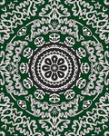 Intricate Mandala Green White Pattern Rug