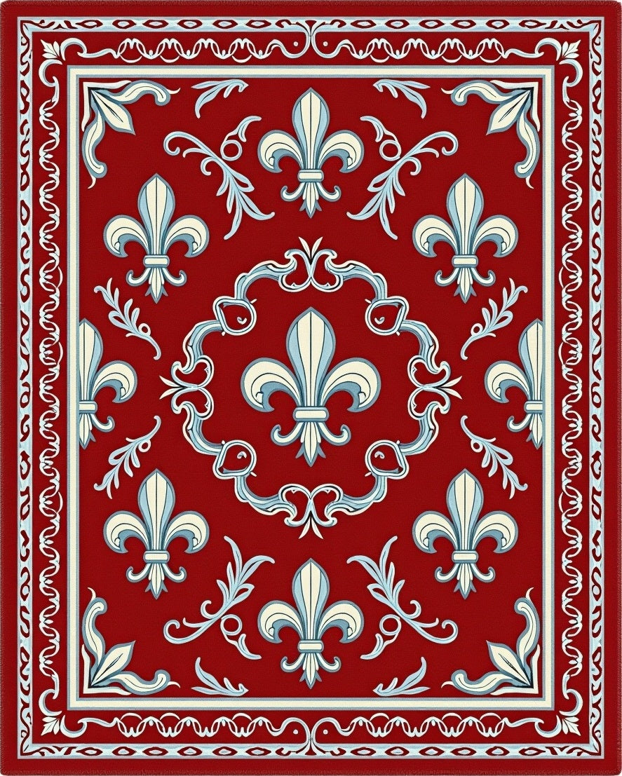 Classic Fleur De Lis Regal Red Rug