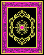 Ornate Yellow Floral Pink Border Rug
