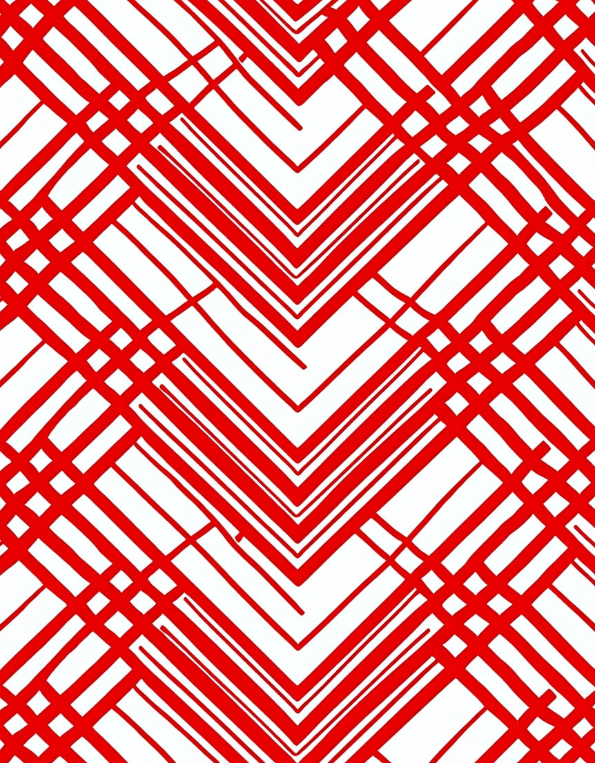 Red V Chevron Lattice Pattern Rug