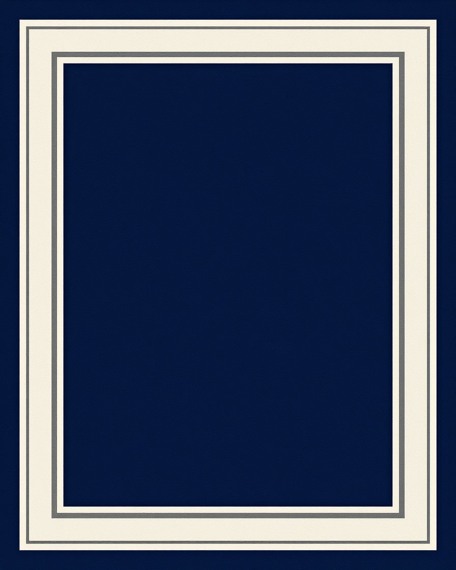 Classic Navy Cream Geometric Border Rug