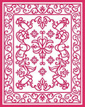 Vibrant Red Floral Scroll Pattern Design Rug