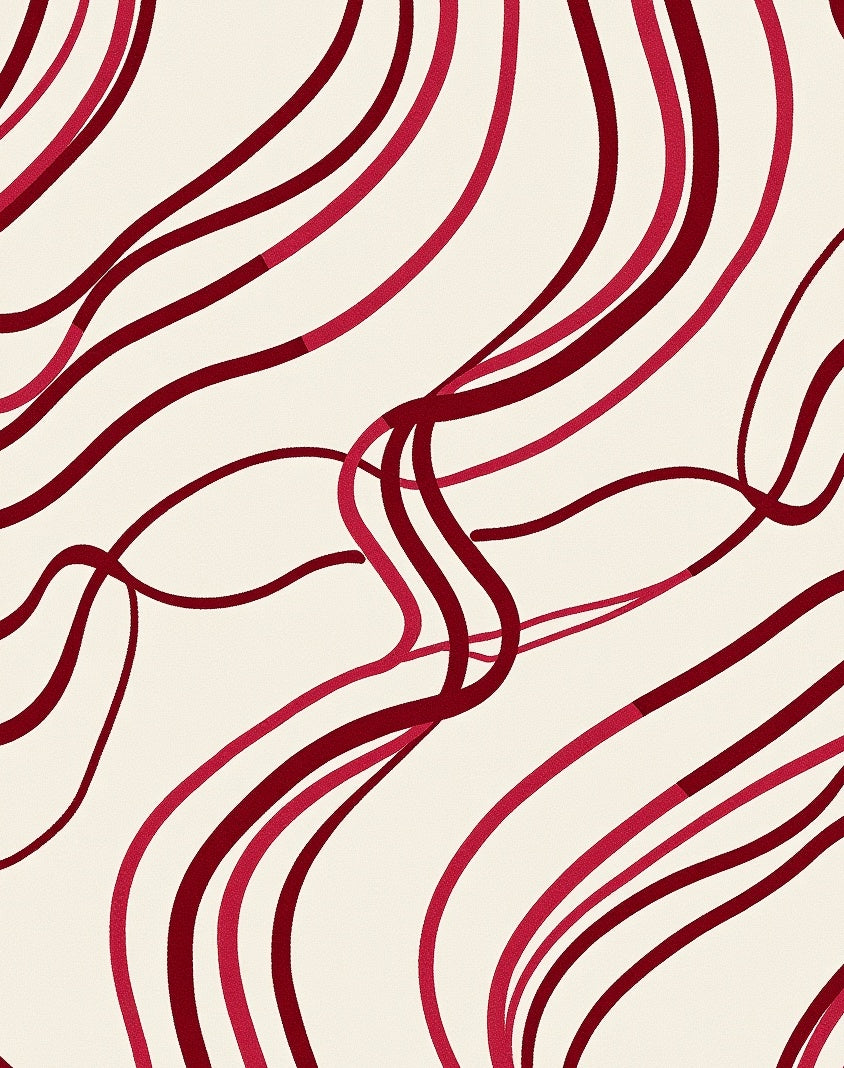 Crimson Swirls Patterned Rug
