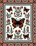 Bold Orange Green Butterfly Pattern Rug