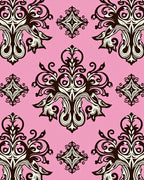 Elegant Damask Floral Pattern With Pink Background Rug