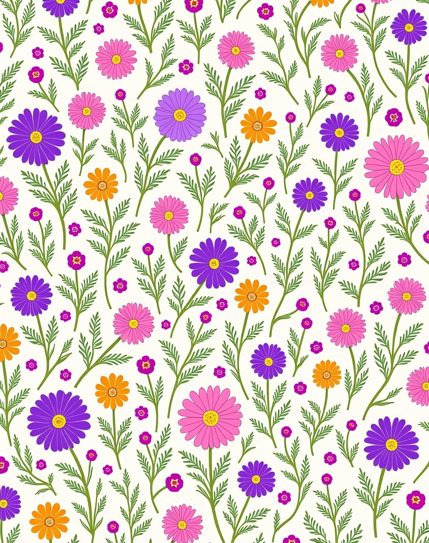 Retro Floral Daisy Pattern Rug