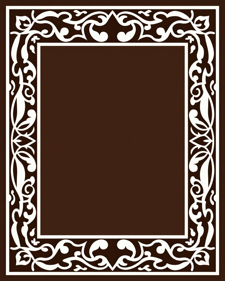 Ornate Scroll Vine Border Design Rug