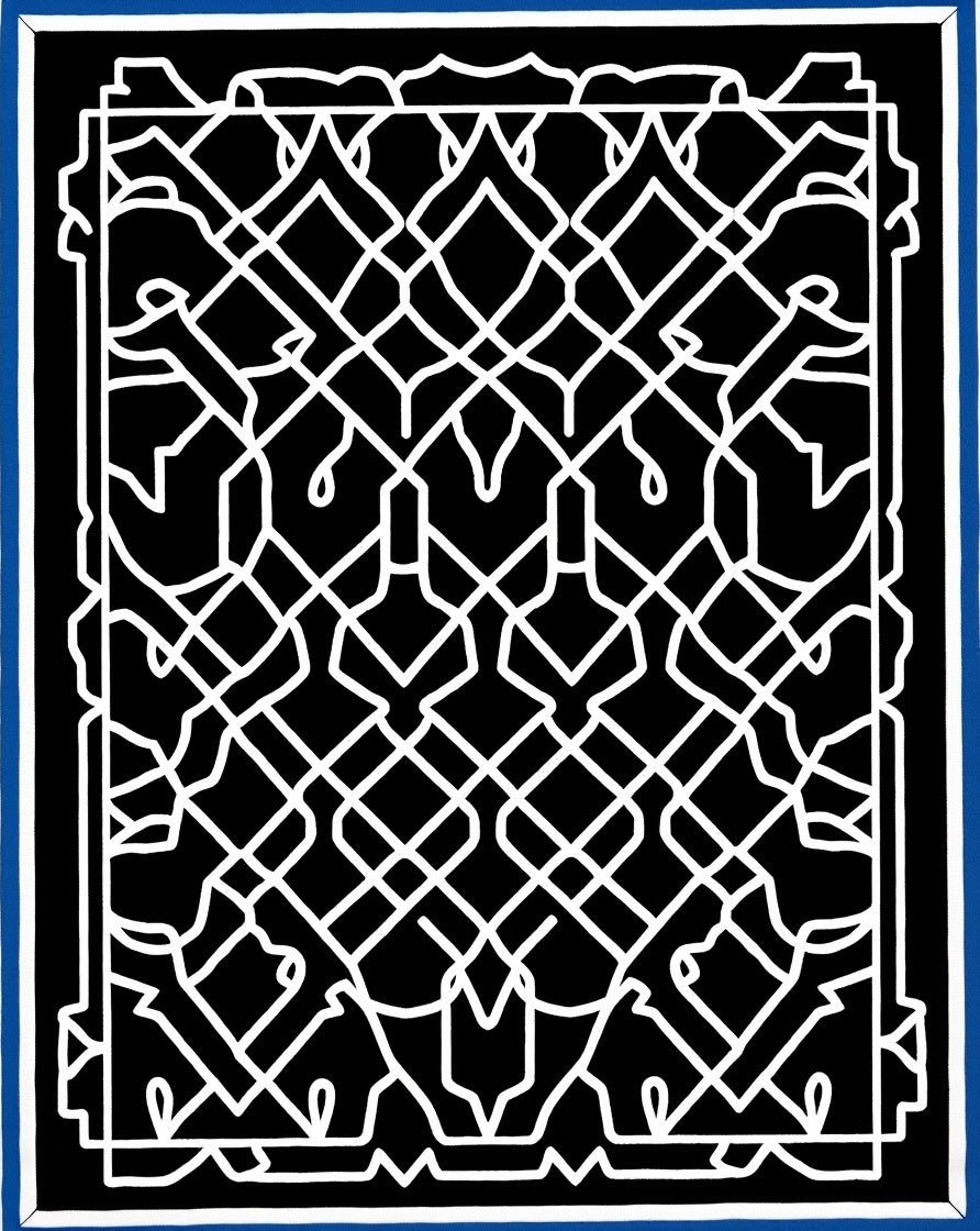 Classic White Arabesque Pattern Rug