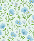 Delicate Floral Blue Daisy Pattern Rug