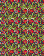 Vibrant Swirls Red Green Abstract Design Rug