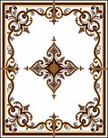 Ornate Scrollwork Floral Design 4 Corners Rug