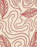 Red Leaf Swirl Modern Art Rug