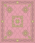 Pink Gold Floral Symmetry Pattern Rug