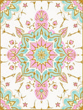 Pastel Floral Mandala Pattern With Gold Rug