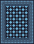 Classic Blue Floral Bordered Rug