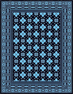 Classic Blue Floral Bordered Rug