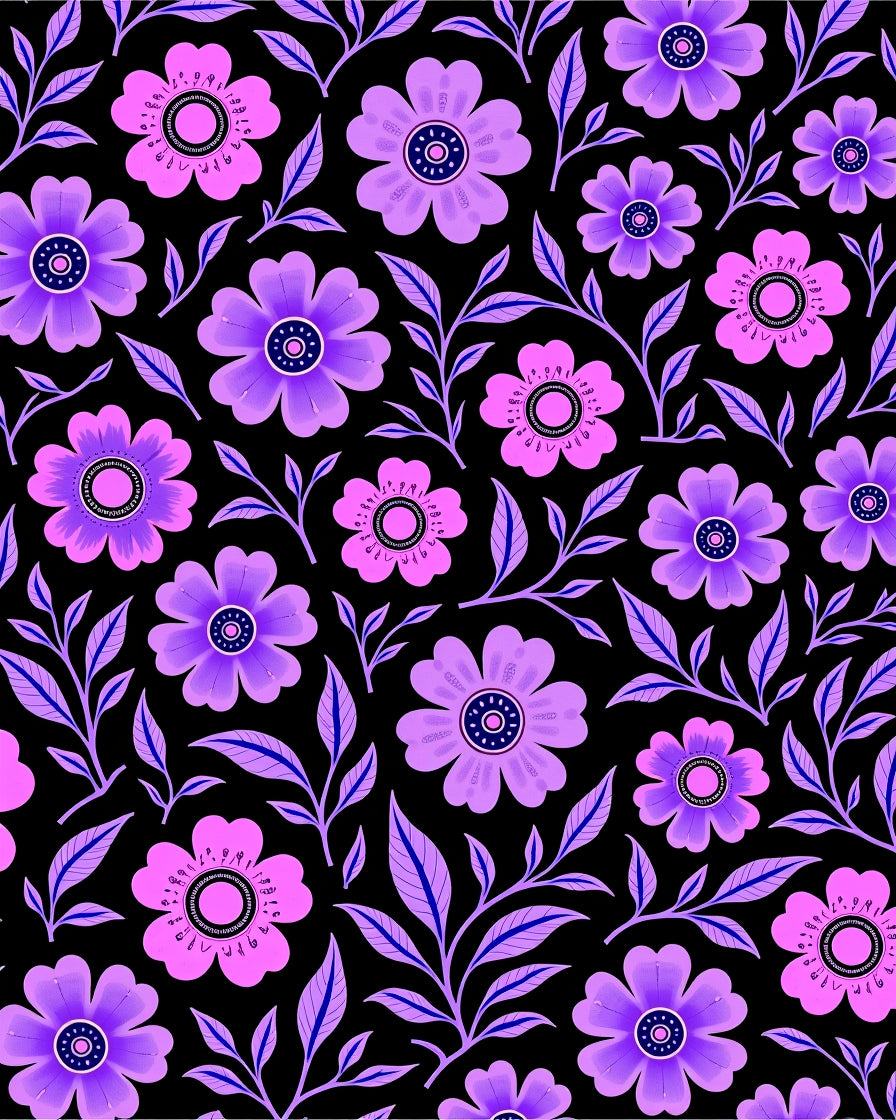 Violet Pink Floral Vine Pattern Rug