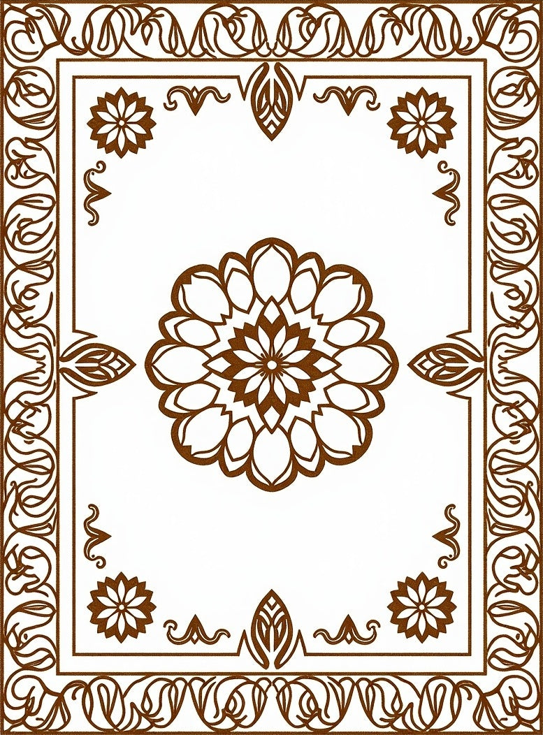 Ornate Mandala Brown Pattern Rug