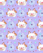 Cute Cat Flower Pattern Design Rug