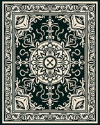 Elaborate Floral Scrollwork Medallion Design Rug
