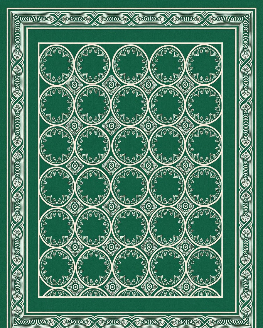Intricate Circular Pattern With Border Design Rug