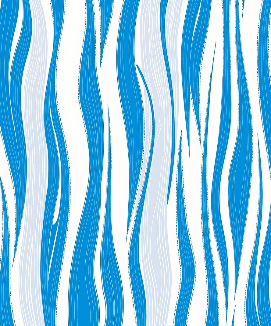 Graphic Blue White Wavy Lines Rug