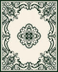 Ornate Floral Leaf Scrollwork Pattern Rug