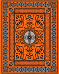 Orange Abstract Floral Border Design Rug
