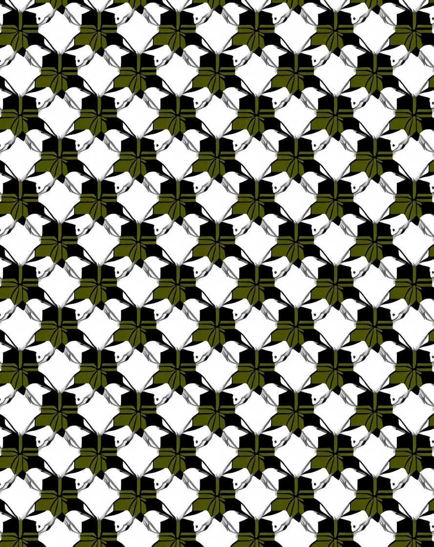 Geometric Leaf Bow Pattern Rug