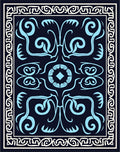 Antique Blue Floral Scroll Pattern Rug