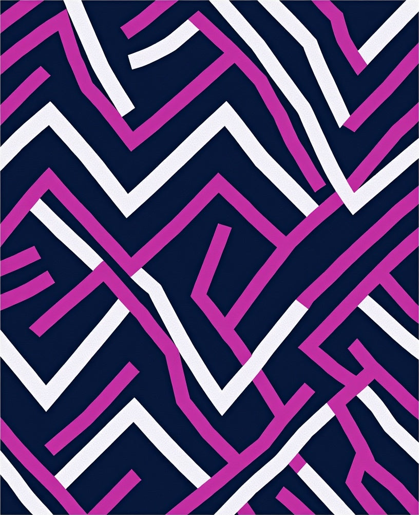 Abstract Pink White Geometric Maze Rug