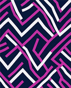 Abstract Pink White Geometric Maze Rug