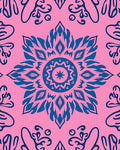 Blue Floral Mandala Pattern Rug