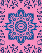 Blue Floral Mandala Pattern Rug