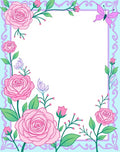 Pink Roses Butterfly Floral Border Rug